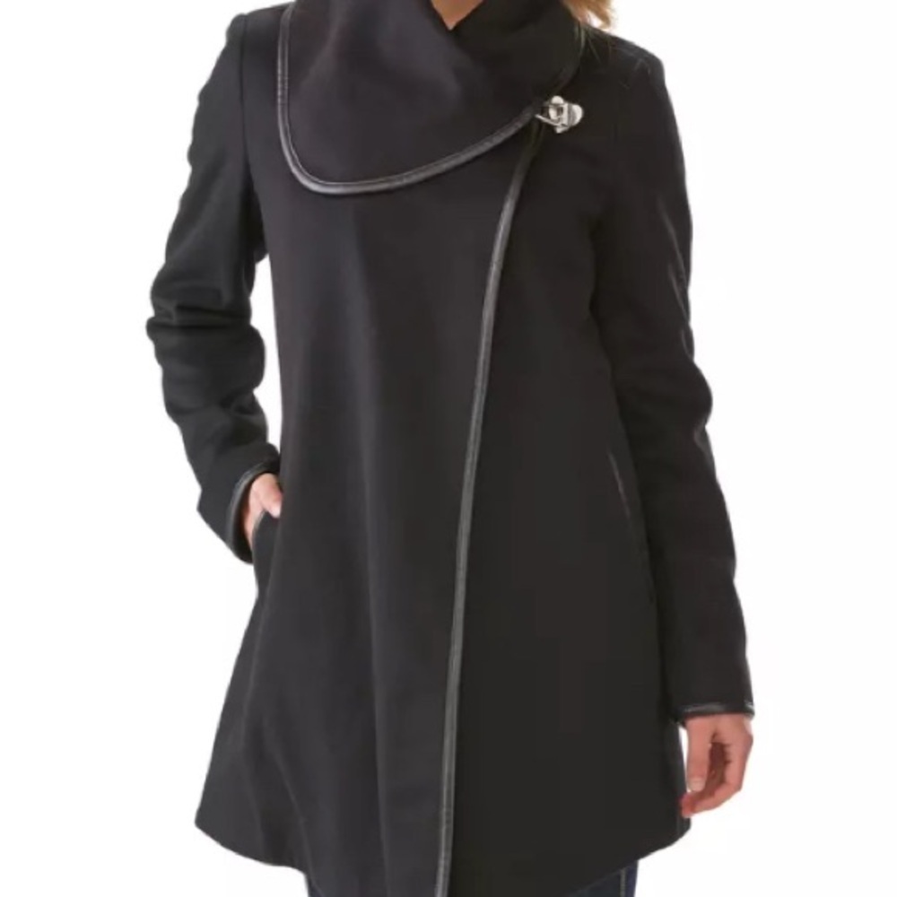 Betsey Johnson Black Pea Coat with Silver Accents